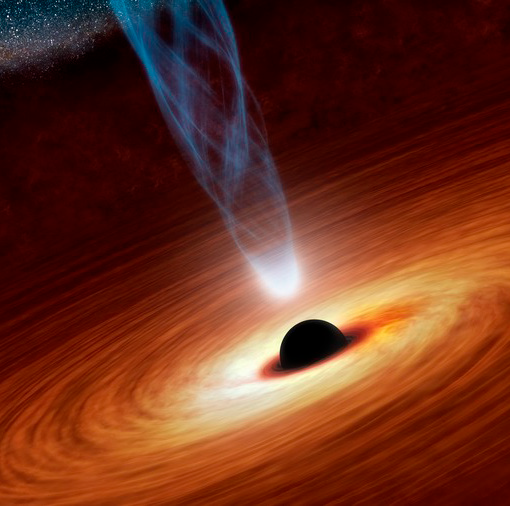 Artist’s impression of a supermassive black hole with millions to billions times the mass of our sun.