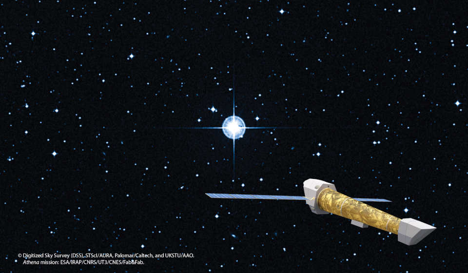 A compositon of Athena and an image of the Methuselah star