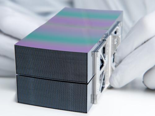 Silicon Pore Optics (SPO) mirror module made of super polished Si wafer plates. Credit: Cosine Research/ESA.